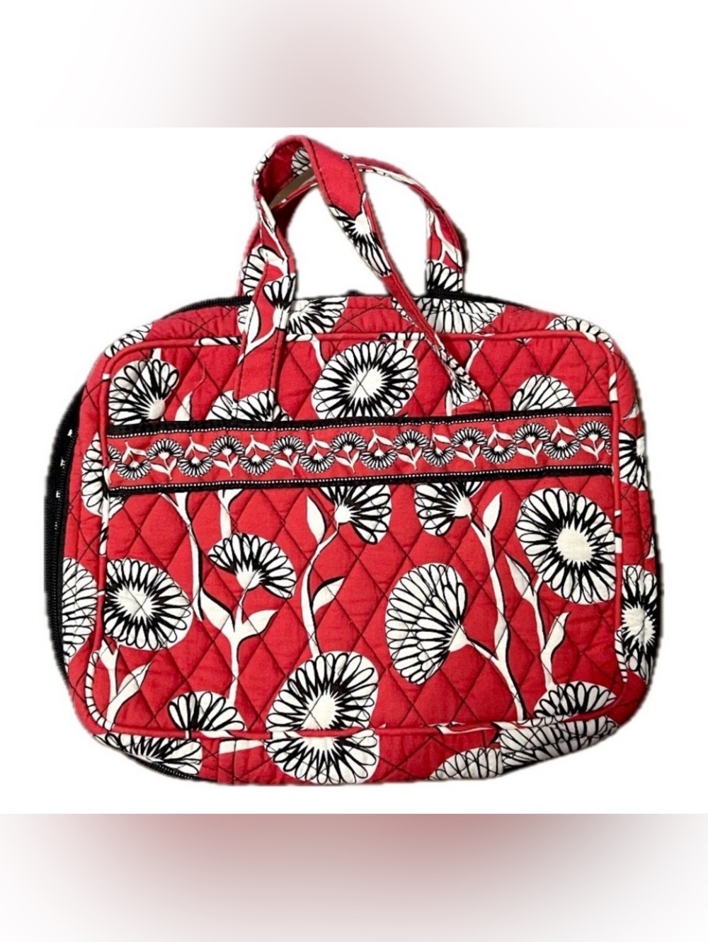 VERA BRADLEY Deco Daisy Tech Organizer or Travel Cosmetic Bag  NWOT Herringbone